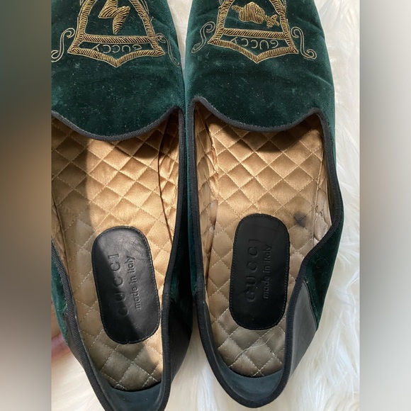 Gucci Velvet Crest Embroidered Mens Loafers size 10.5 - Picture 6 of 11